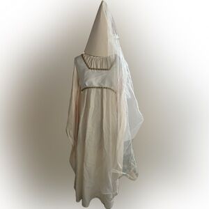 Medieval Renaissance Gown Cream Gold Accents Vintage Costume Small Corset